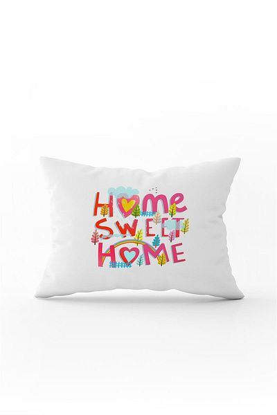 Cango Home Husă de pernă albă multicoloră Home Sweet Home cu imprimare digitală - Cgh454-3550 Imprimare față-verso