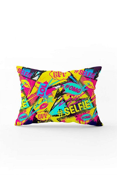 Cango Home Față de pernă neagră, multicoloră, în stil Popart, cu imprimare digitală modernă - Cgh442-3550 Ba cu două fețe