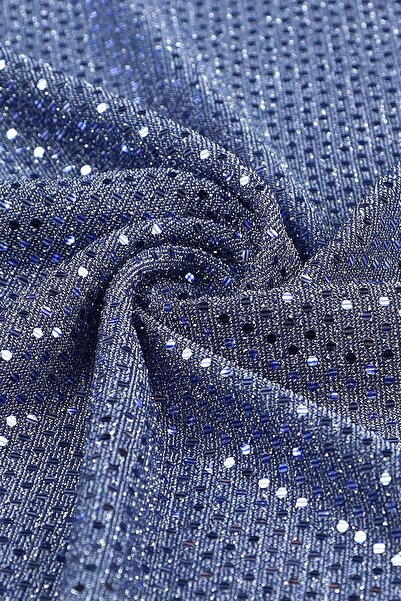 Kumaş Deposu تانجو سيرا بي قماش فستان سهرة محبوك باللون الأزرق