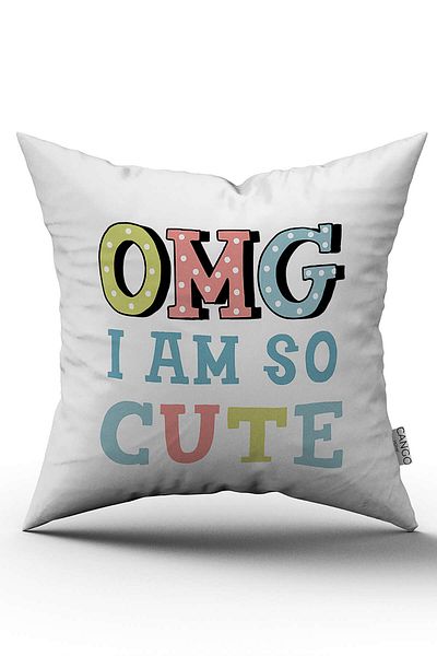 Cango Home White Blue I Am so Cute Written Digital Printing Throw Pillow Pillow Case - Cgh429