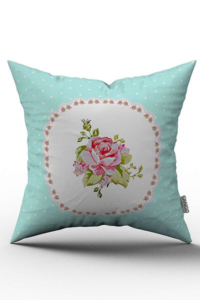 Cango Home Μπλε ροζ Vintage Floral μοτίβο Ψηφιακή εμπριμέ ριχτάρι μαξιλαροθήκη - Otyk566