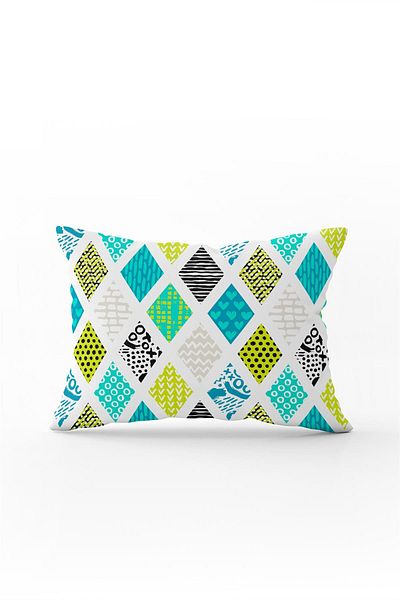 Cango Home Față de pernă cu două fețe, 35x50, albastru, verde, cu model geometric modern - Cgh065-3550