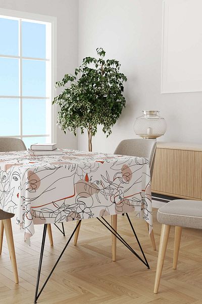 Cango Home Alb Negru Modern Silhouette Figure Model Digital Printed Table Shirt Cgh520-ms