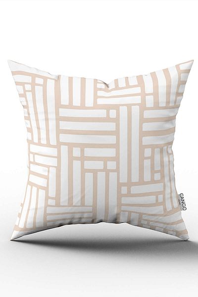 Cango Home Double Sided Cream White Bohemian Scandinavian Geometric Patterned Digital Printed Throw Pillow Cover Cgh1208