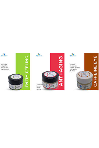 D'ENZYME Enzim Peeling Toz + Anti-Aging + Kafein Krem Seti