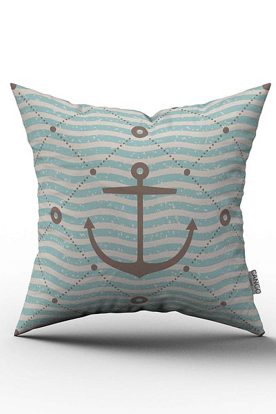 Cango Home Gray Blue Marine Patterned Throw Pillow Pillow Case - Cgh061