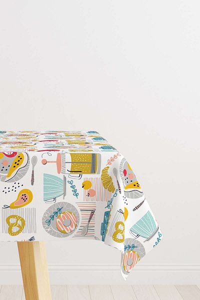 Cango Home Masă de birou decorativă cu imprimare digitală cu tematică de bucătărie albă multicoloră Cgh587-ms