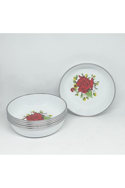 Avşar Enameled House 16 cm 6 Li Enameled Plate Brown Brown Plate