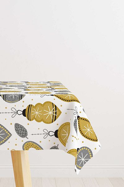 Cango Home Yellow Gray Christmas Themed Digital Printed Tablecloth Cgh842-ms