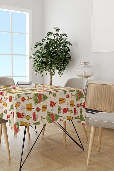 Cango Home Red Green Christmas Themed Digital Printed Tablecloth Cgh844-ms