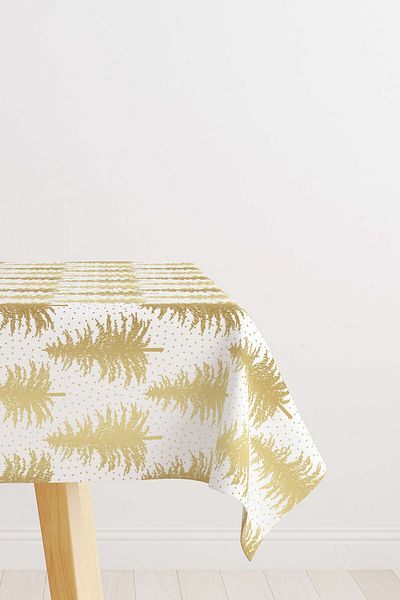 Cango Home Yellow White Christmas Themed Digital Printed Tablecloth Cgh790-ms
