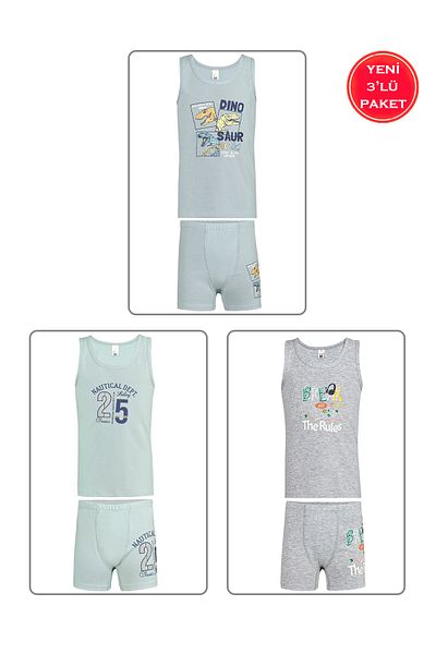 ÖZKAN underwear Özkan 32035-36-45-Boy's 3-pack 6 τεμαχίων με μικτό σχέδιο βαμβακερό εύκαμπτο άνετο παχύ λουράκι άλογο