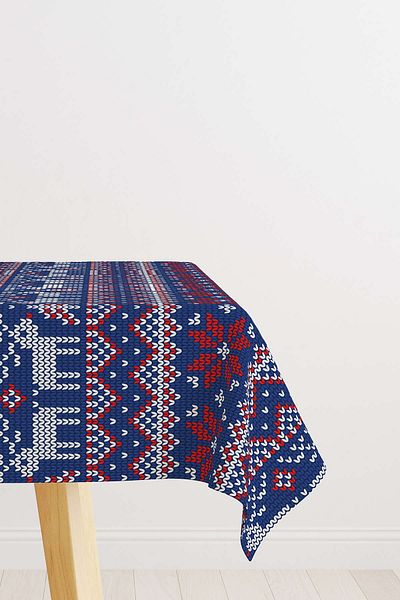 Cango Home Red Blue Christmas Themed Digital Printed Tablecloth Cgh839-ms