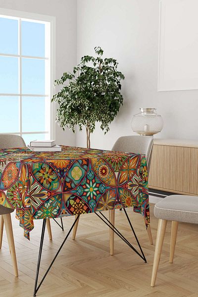 Cango Home Orange Multi-Colored Retro Vintage Patterned Digital Printed Desk Top Otyk291-ms