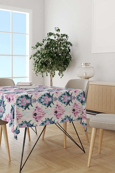 Cango Home Pink Blue Ethnic Decorative Tablecloth Cgh183-ms