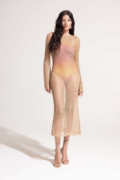 DeFacto Maxi-Strandkleid mit langen Ärmeln und normaler Passform zum Verlieben – C5147ax24sm