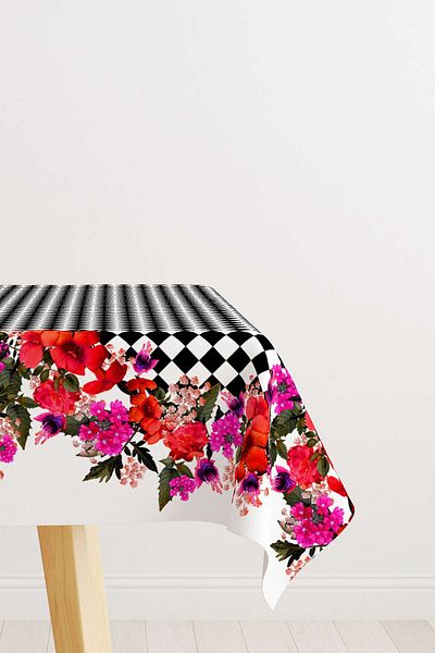 Cango Home Hanorac de birou cu imprimare digitală cu model floral în carouri alb-negru Cgh1106-ms