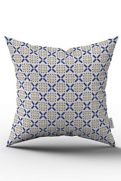 Cango Home Față de pernă cu două fețe, albastru, galben, cu model decorativ, imprimată digitală Cgh1052
