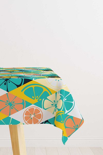 Cango Home Yellow Green Lemon Patterned Digital Printed Tablecloth Oytyk910-ms