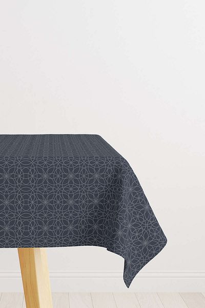 Cango Home Navy Blue White Ramadan Themed Decorative Patterned Digital Printed Tablecloth Cgh1307-ms