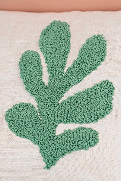 Cango Home Green Leaf Patterned Punch Throw Pillow CGH1361