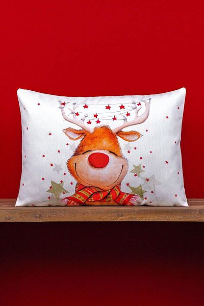 Cango Home Double Sided 35x50 Red Deer Christmas Themed Digital Printed Throw Pillow Cover -cgh1374-3550