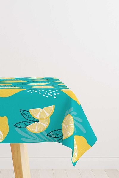 Cango Home Yellow Green Lemon Patterned Digital Printed Tablecloth Oytyk936-ms