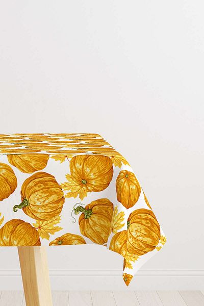 Cango Home Orange Halloween Pumpkin Patterned Digital Printed Tablecloth Cgh762-ms