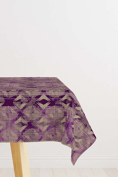 Cango Home Purple Brown Modern Geometric Patterned Digital Printed Tablecloth Cgh495-ms