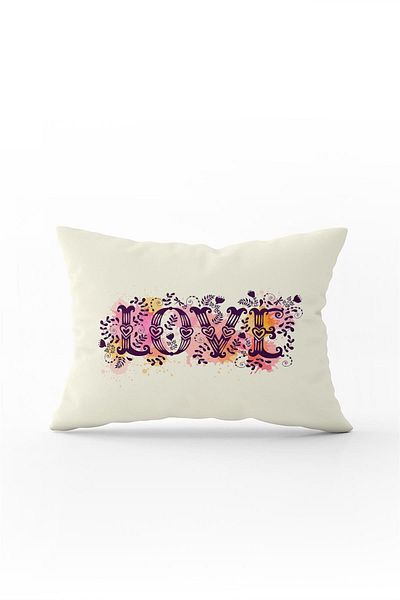 Cango Home Față de pernă cu două fețe 35x50 roz crem Love Written - Cgh111-3550