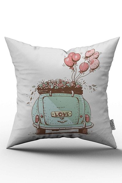 Cango Home Husă de pernă pentru mașină cu balon roz, verde, cu două fețe - Cgh048-ct