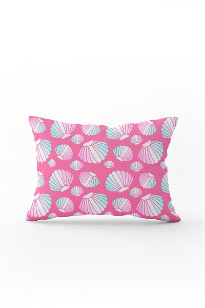 Cango Home Double Sided 35x50 Pink and White Oyster Patterned Throw Pillow Pillow Case - Cgh058-3550