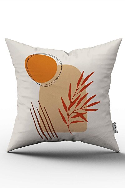Cango Home Помаранчева коричнева богемна сучасна подушка з цифровим принтом н...