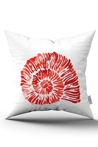Cango Home Double Sided Red White Marine Patterned Digital Printed Throw Pillow Cover Cgh1241