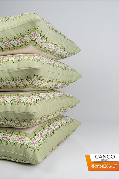 Cango Home Double Sided Green Cream Decorative Lemon Patterned 4-Piece Digital Printed Throw Pillow Cover Set 4kmbs266-ct