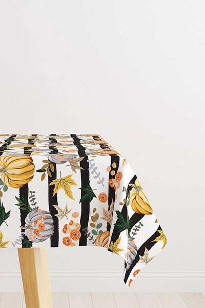 Cango Home Orange Halloween Pumpkin Patterned Digital Printed Tablecloth Cgh766-ms