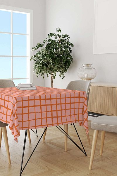 Cango Home Pink Orange Decorative Tablecloth Cgh178-ms