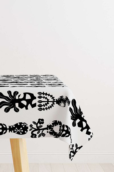 Cango Home Black and White Decorative Patterned Digital Printed Tablecloth Cgh588-ms
