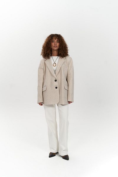 MAİ COLLECTİON Allbucks Mai – Enzo Beige kurze Blazerjacke, dicker Kaschmirmantel – Abmai0002