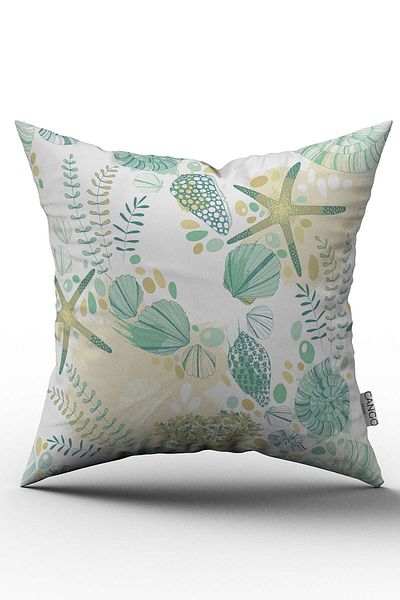 Cango Home Față de pernă verde galbenă stea de mare tropicală - Cgh051
