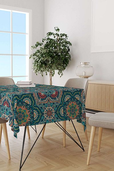 Cango Home Green Orange Retro Vintage Patterned Digital Printed Tablecloth Otyk634-ms