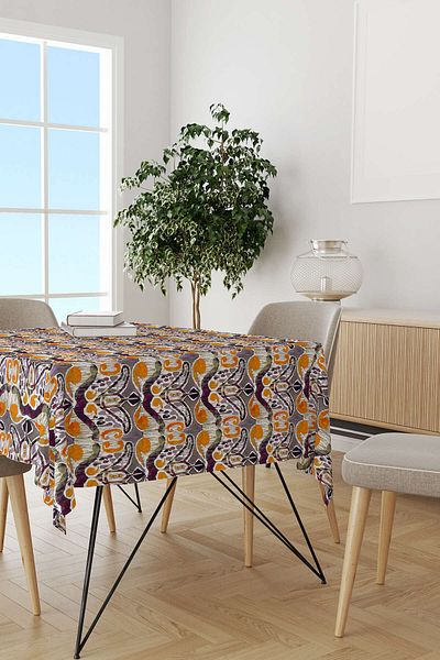 Cango Home Orange Purple Ethnic Patterned Tablecloth Cgh262-ms