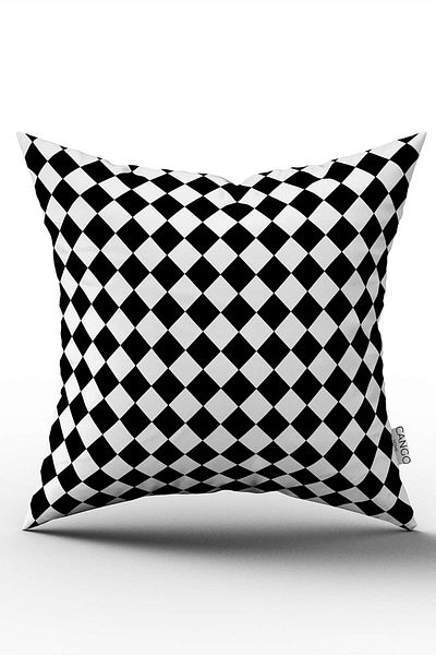 Cango Home Double Sided Black and White Checkered Digital Printed Throw Pillow Cover Cgh1253