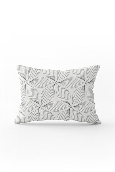 Cango Home Față de pernă cu două fețe, 35x50, alb, negru, decorativ, cu model de flori - Cgh029-3550