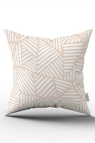 Cango Home Husă de pernă cu model geometric boem scandinav - față-verso, alb crem, imprimată digitală Cgh1204
