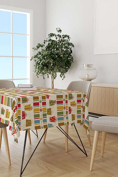 Cango Home Red Green Christmas Themed Digital Printed Tablecloth Cgh847-ms