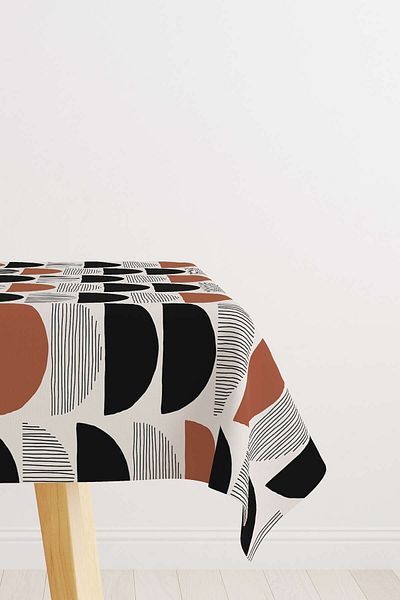 Cango Home Καφέ Μαύρο Bohemian Scandinavian Digital Printed Τραπεζομάντηλο Cgh1230-ms