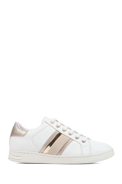 Geox Women's White Jaysen Lace-Up Leather Sneaker D361Be085Nfc1327