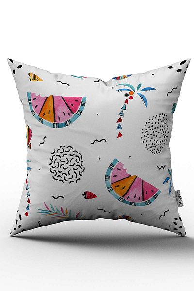 Cango Home Față de pernă cu pernă cu pepene tropical alb - Cgh056