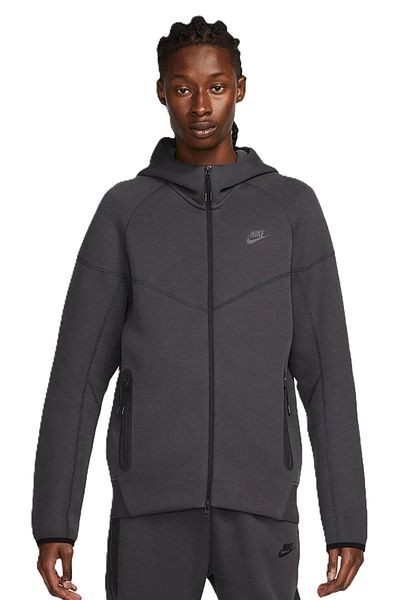 Nike Ανδρικό φούτερ με κουκούλα Tech Fleece Full Zip Windrunner με κουκούλα γκρι